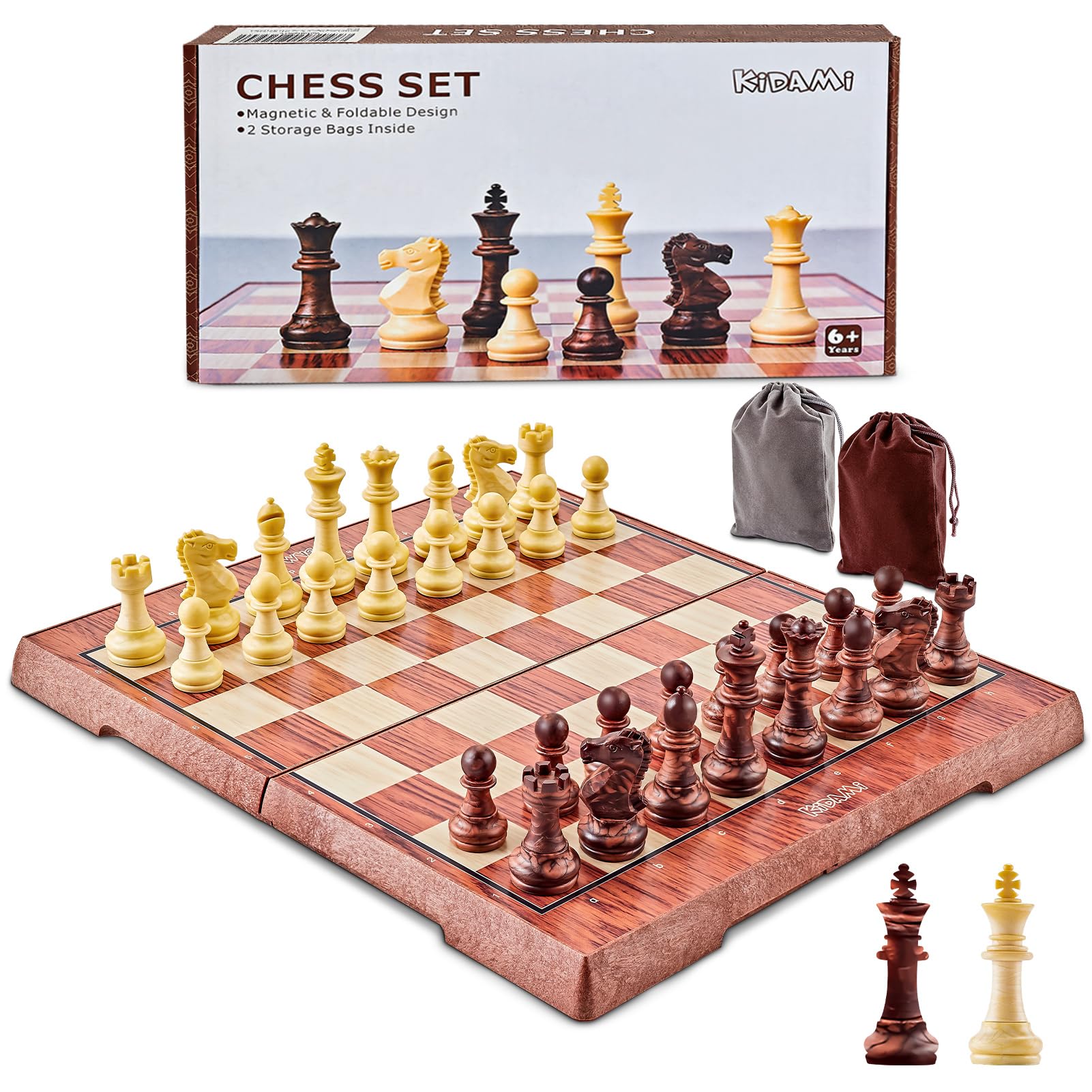 Amazon | Kidami folding magnetic chess set, with portable cute